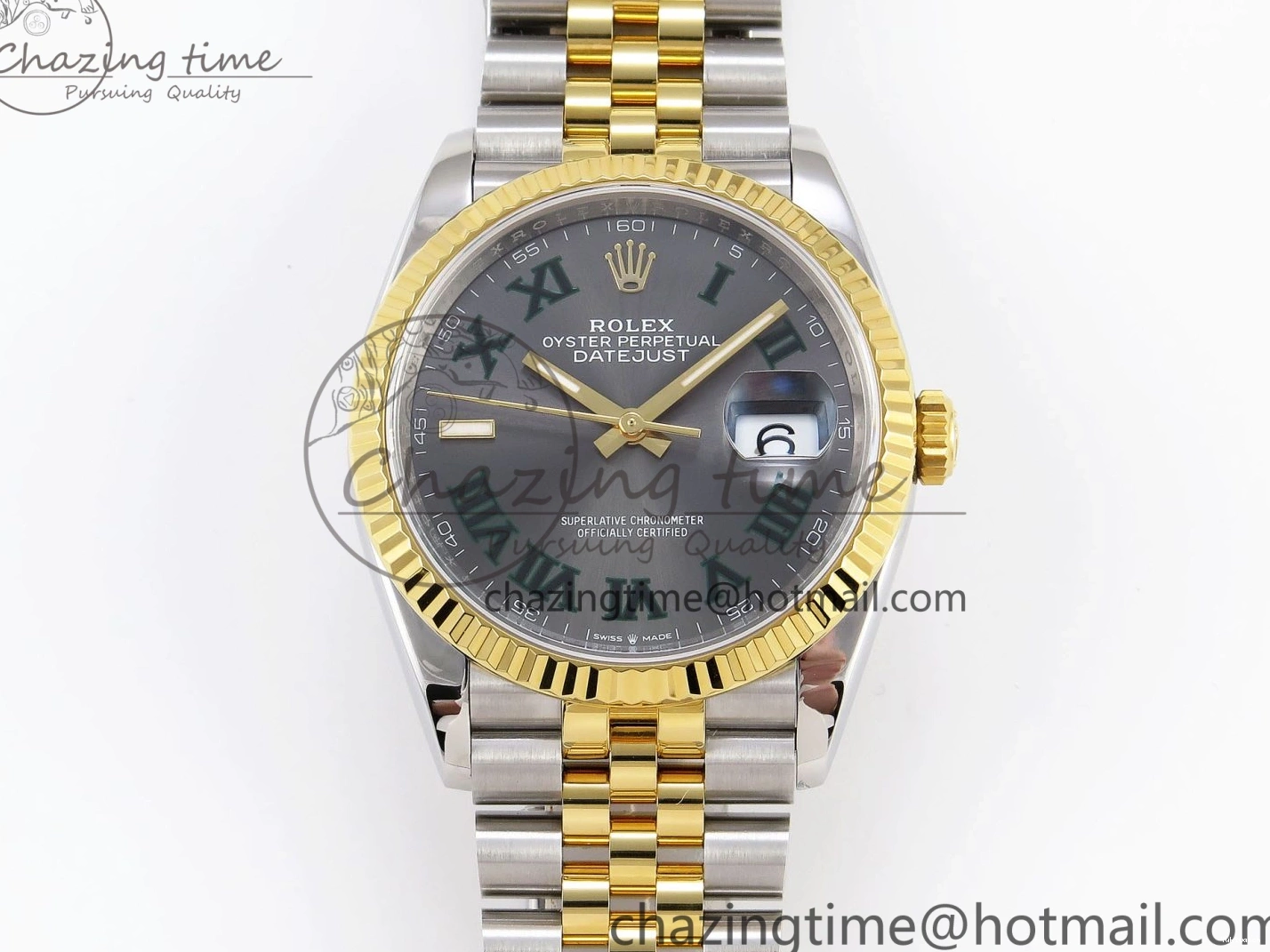 Bracelet Marker SS DateJust VSF VS3235 36 YG Roman 904L 126233 Edition 1:1 Steel Best Green Jubilee Gray on Dial 0211